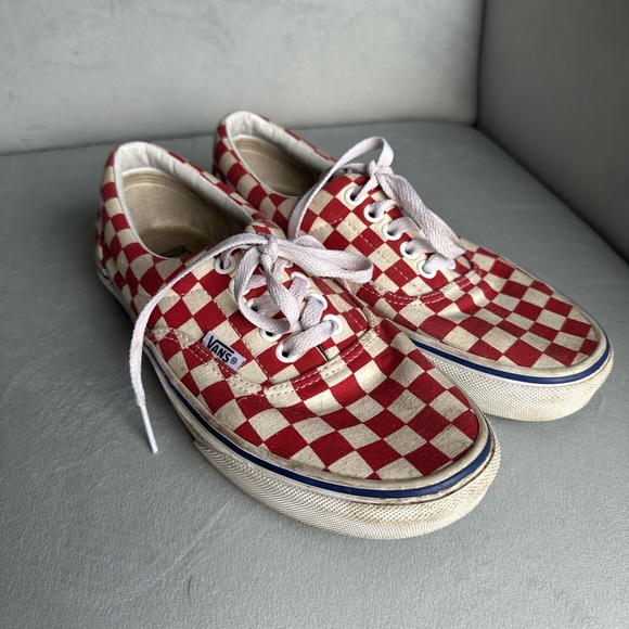 Vans Red & White Checkered Sneakers 8 - Picture 6 of 9
